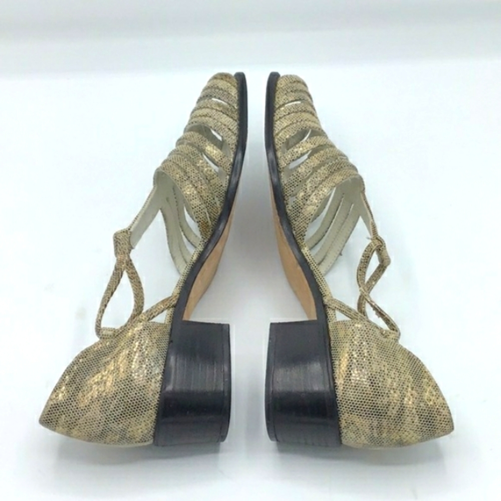 Stuart Weitzman Python Gold Leather Caged Loafers… - image 9